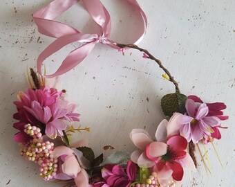 Pink Flower Crown Headpiece