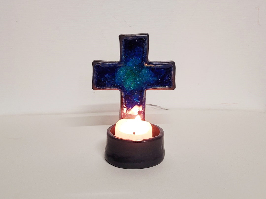 Ceramic Glass Cross Candle Holder Holy Water Wall Font Etsy Canada