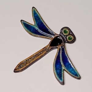 Hand Made Dragonfly Ceramic Glass Wall Hanging Plaque Tile Indoor Outdoor Frost Proof