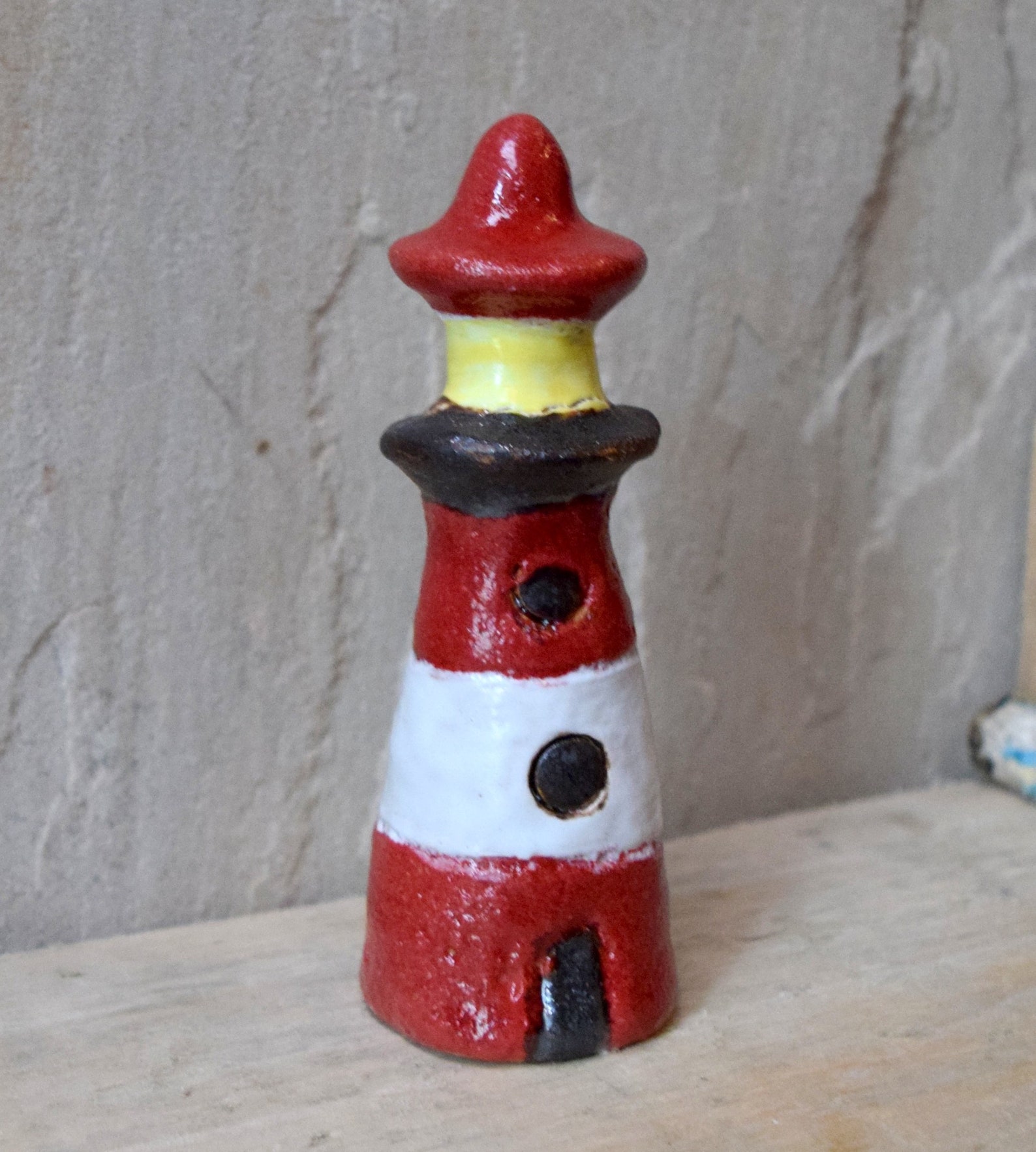 Hand Made Glazed Ceramic Red Lighthouse Ornament 12 cm Tall Etsy