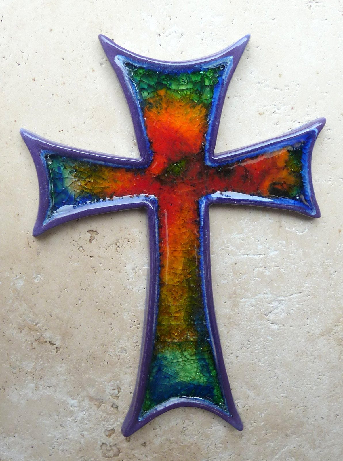 Handmade Ceramic Glass Wall Cross Ideal Easter Christian Etsy