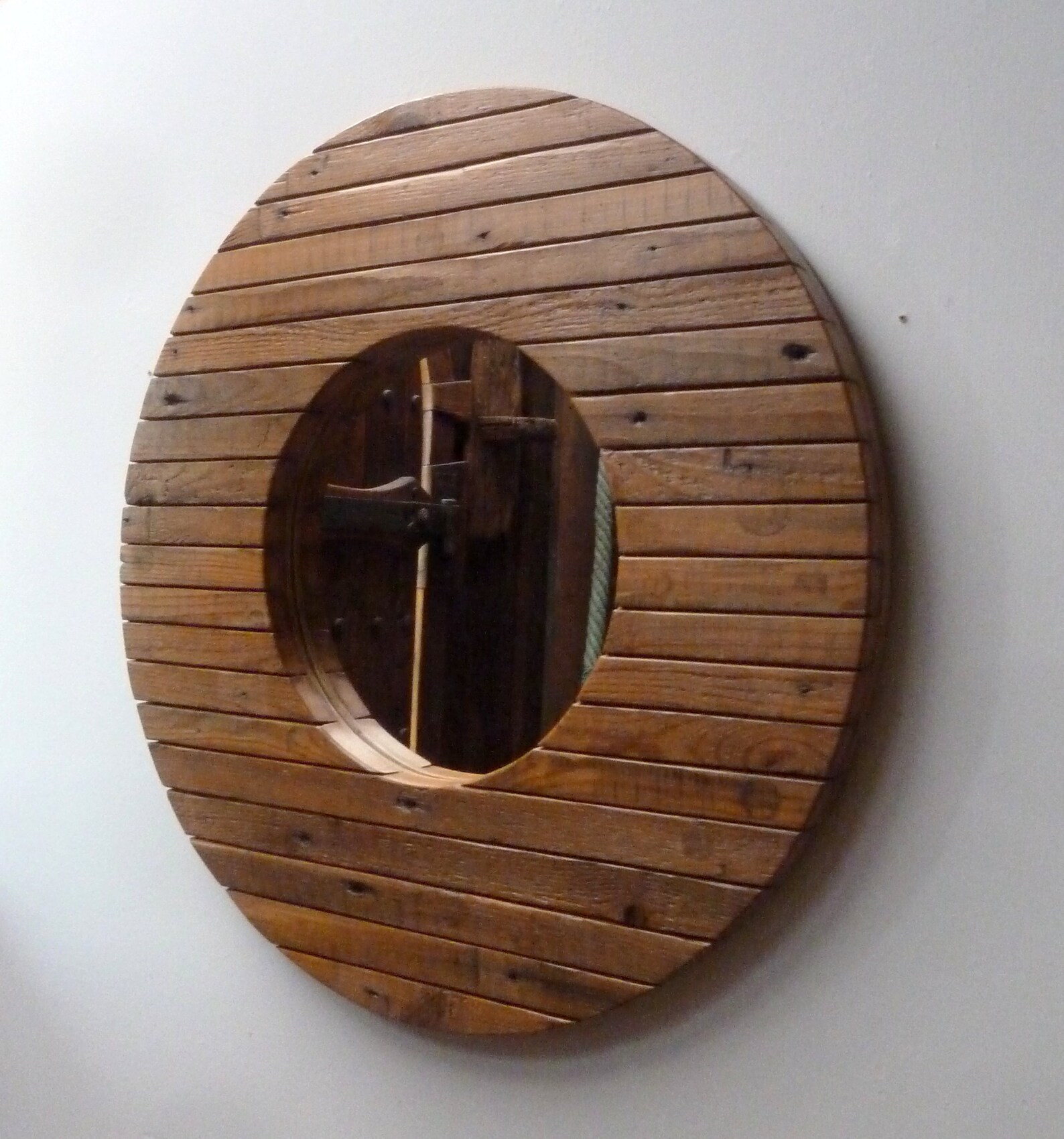 Distressed Round Circular Porthole Wooden Pine Wall Hung Etsy