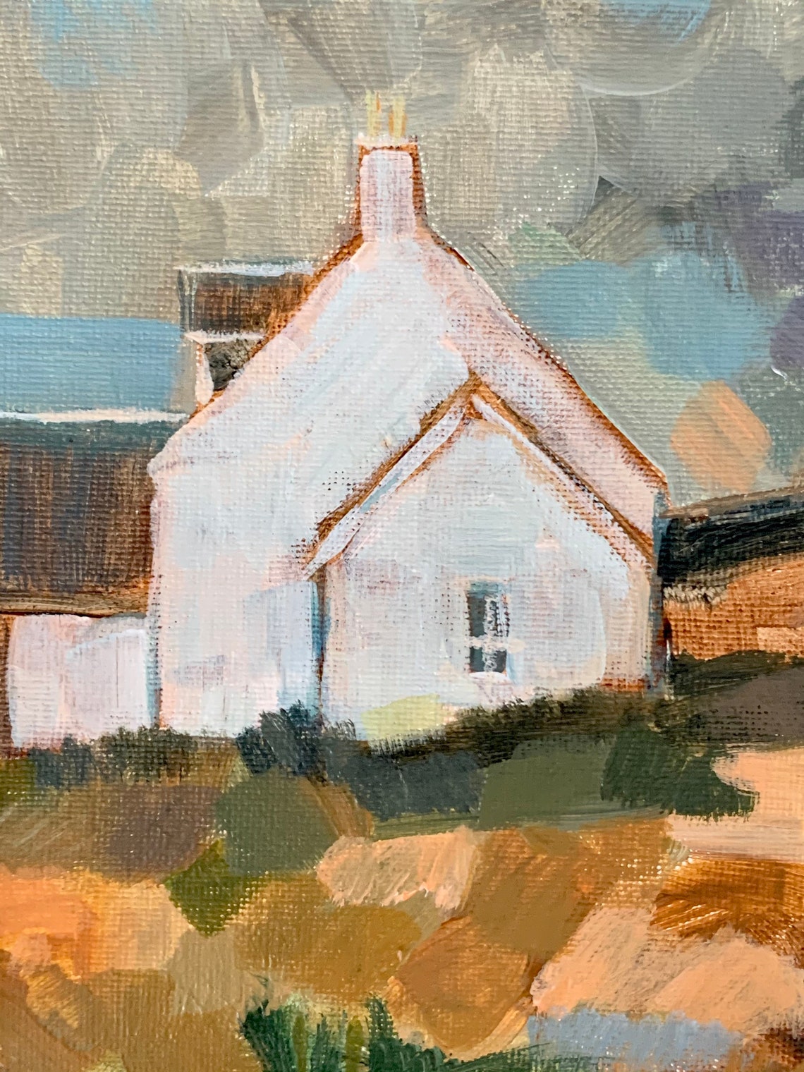 Houses Painting Wall Art Abstract Painting Wall Decor Painting Etsy