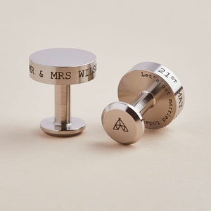Stainless Steel Personalised Engraved Cufflinks Wedding Cufflinks for Groom & Ushers with Pouch Personalised Anniversary Gift Cufflinks image 2