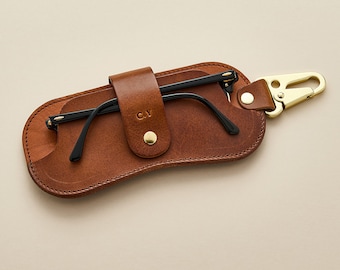 Personalized Leather Glasses Case with Clip *US TARIFFS COVERED*