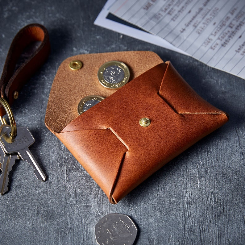 Handmade Leather Coin Pouch With Personalised Initials / Etsy