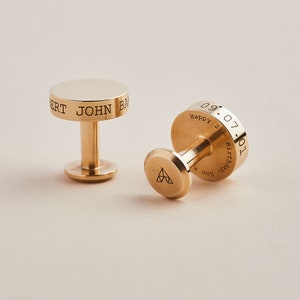 Personalized Solid Brass Engraved Cufflinks with Leather Pouch *US TARIFFS COVERED*