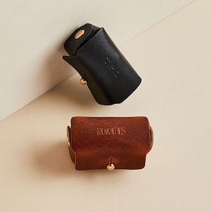 Leather Cufflink Pouch Personalised Initials / Cufflink Storage Travel Box / Handmade Father's Day Gift for Dad / Wedding Day Groomsmen image 3