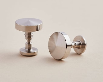 Personalized Stainless Steel Cufflinks with Leather Pouch | Wedding Gift for Him