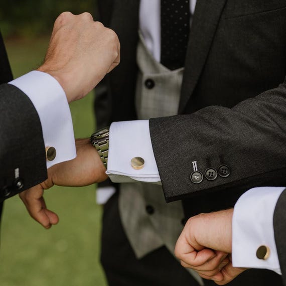 Solid Brass Personalised Engraved Cufflinks Wedding Cufflinks for Groom Groomsmen with Pouch Personalised Anniversary Gift Cufflinks