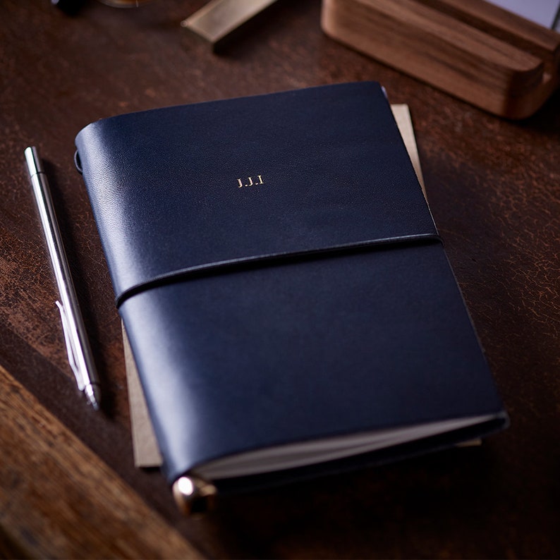 A6 Leather Notebook Cover Personalised Initials / Refillable Etsy UK