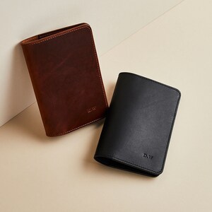 Cartera de cuero personalizada con protección RFID / Cartera de cuero para hombre + titular de la tarjeta / Seguridad contra fraude RFID / Regalo de cartera de cuero grabado imagen 2