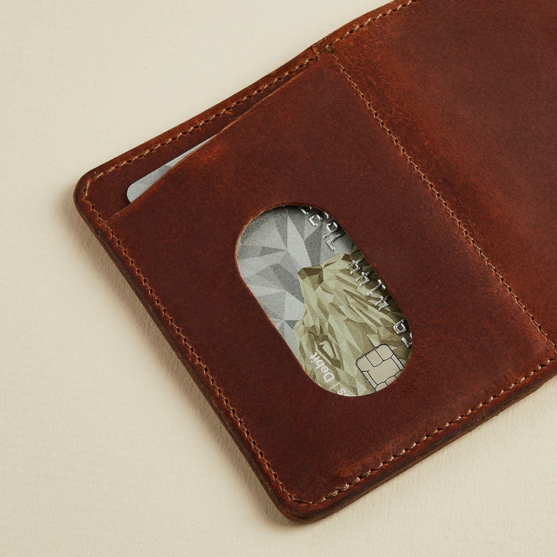 Cartera de cuero personalizada con protección RFID / Cartera de cuero para hombre + titular de la tarjeta / Seguridad contra fraude RFID / Regalo de cartera de cuero grabado imagen 3