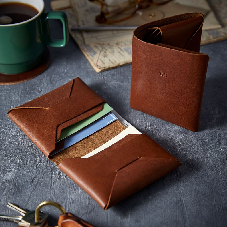 Leather Men's Wallet With Personalised Initials / Origami Etsy UK