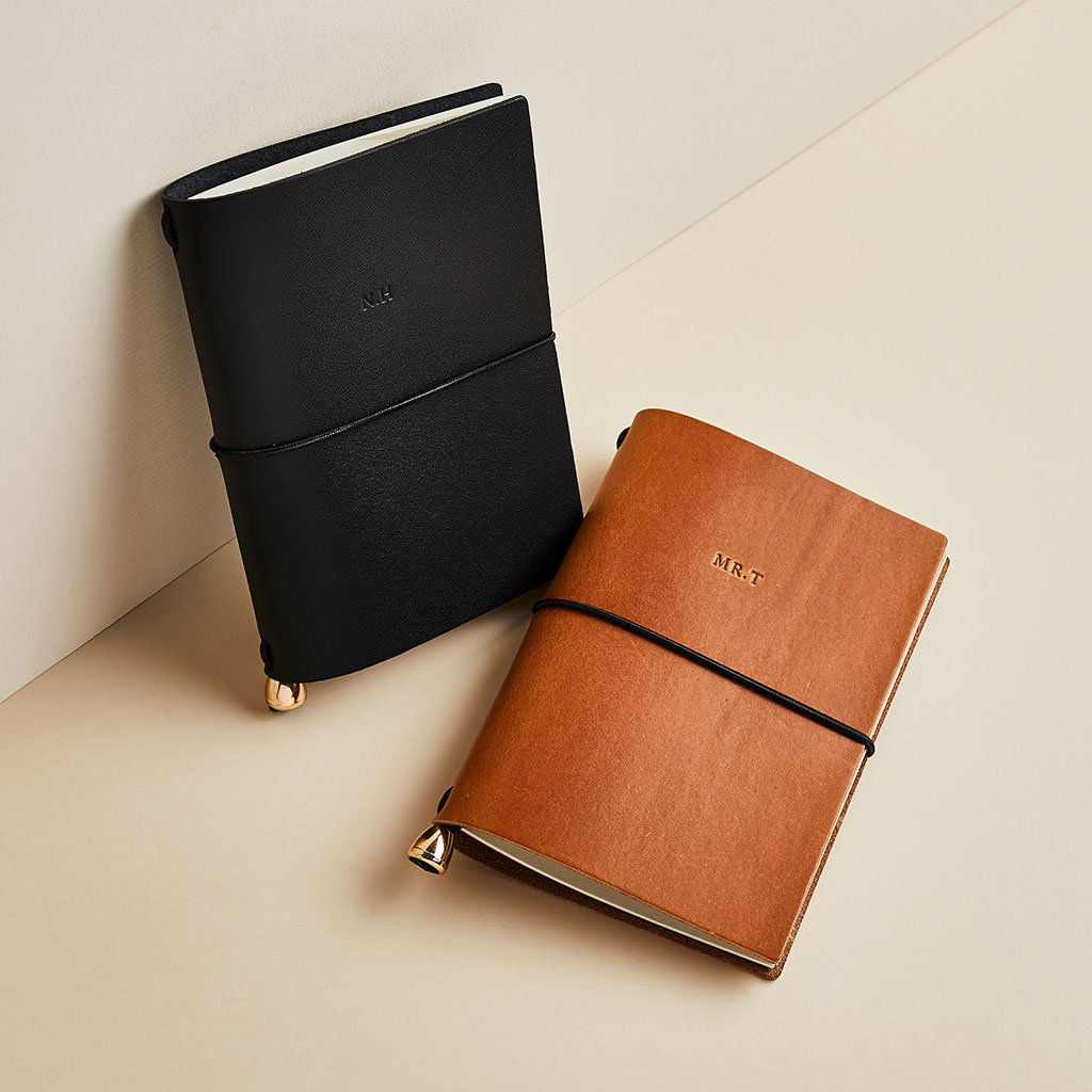 A6 Leather Notebook Cover Personalised Initials / Refillable Etsy