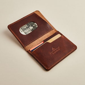 Cartera de cuero personalizada con protección RFID / Cartera de cuero para hombre + titular de la tarjeta / Seguridad contra fraude RFID / Regalo de cartera de cuero grabado imagen 1
