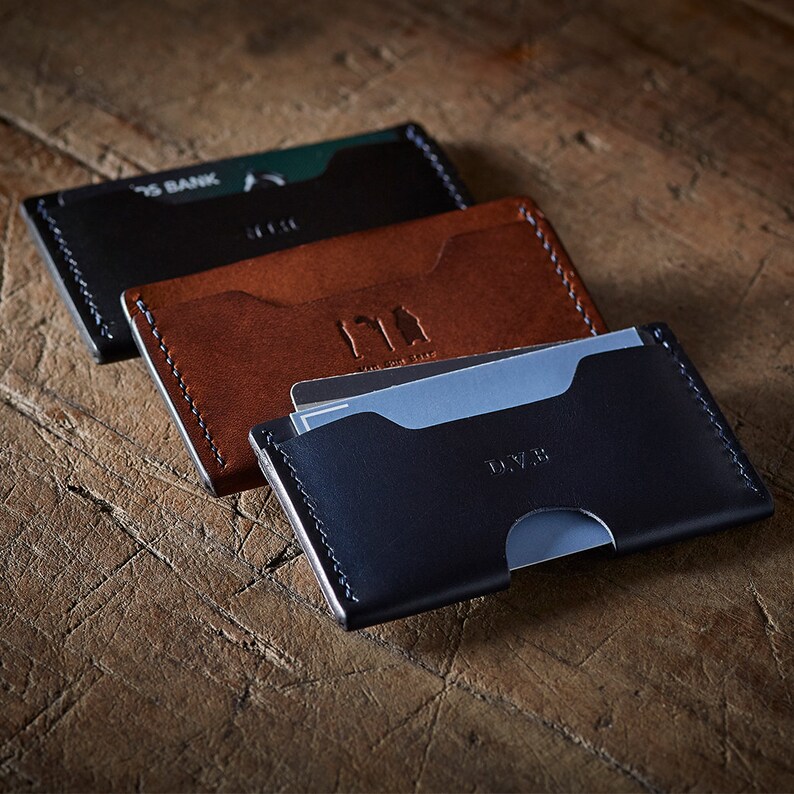 Slim Leather Card Holder Personalised Initials / Handmade Etsy