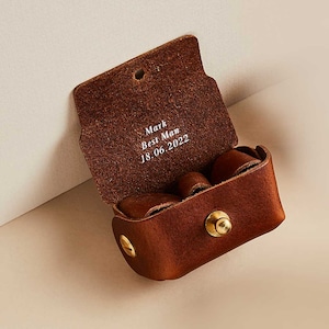 Hexagon Shaped Cufflinks in Bronze with Personalised Leather Pouch 'Bill' Unique Luxury Cufflinks Wedding Gift for Groom & Ushers image 3