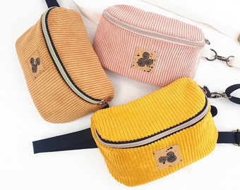 Fanny pack small corduroy goldenbraun/powder/yellow- Hipbag - Crossbodybag - Fanny bag