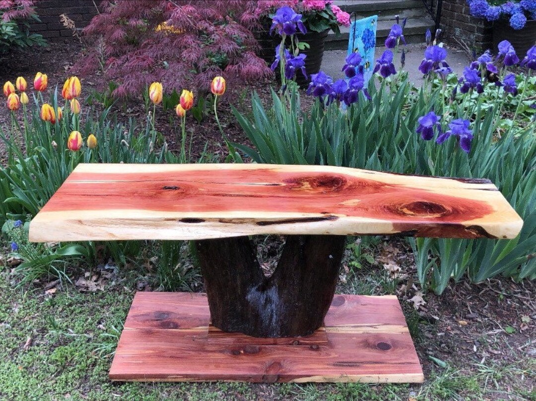 Stump Table Cedar Table Rustic Home Decor Cedar Slab Table Etsy