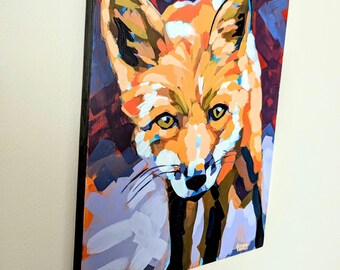 Sly the Fox - 11x14 große Acrylmalerei auf Holz
