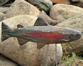  Steelhead Trout Fish - Critters Animals - DECORATIVE Glossy  CERAMIC Cupboard Cabinet PULLS Dresser Drawer KNOBS : Handmade Products