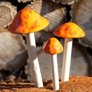 Mango Madness Ceramic Mushroom – Handmade Garden Decor | Frostproof Outdoor Shroomyz by RooPottery