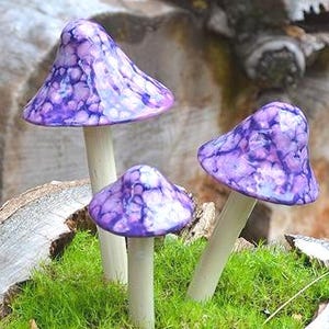 Grape Goodness Purple Ceramic Mushroom – Handmade Garden Decor | Frostproof Outdoor Shroomyz by RooPottery