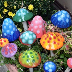 Ceramic Mushrooms: THE GUMDROP COLLECTION Pack. Shroomyz. Garden Decoration Outdoor Art image 2