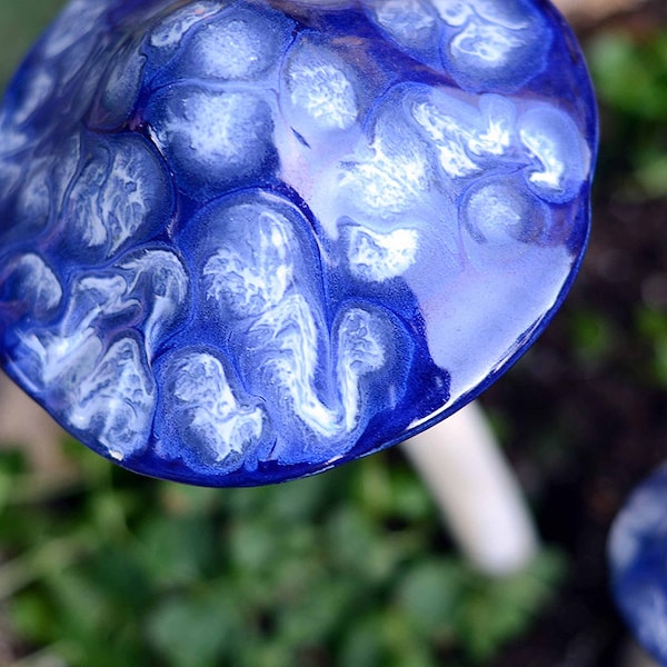 Blueberry Ceramic Mushroom. Clay Mushroom. Garden Accessory.  Outdoor Decoration.
