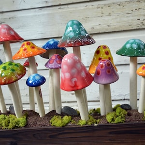 Ceramic Mushrooms: THE GUMDROP COLLECTION Pack. Shroomyz. Garden Decoration Outdoor Art Bild 8