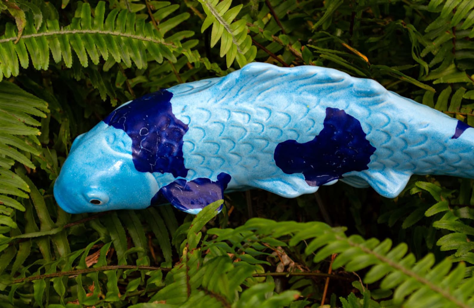 Blue Ceramic Koi Fish Stake. Garden Fish. Koi Decor. Pottery. Etsy