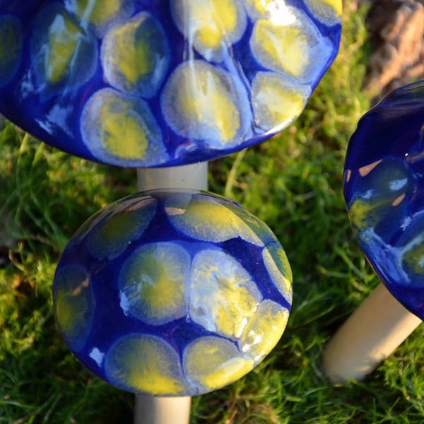 Firefly Night Ceramic Mushroom.  Shroomyz. Garden Decoration