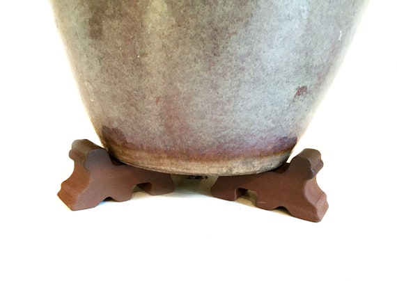 Ceramic Pot Feet 3-Pack -Blue Glaze- Made In USA- Flower Pot Risers Glazed Ceramic Frost Proof Stoneware Clay Made For Planters- 3 Long x 1.5 Tall Handmade Recommended for 14-20 Pots