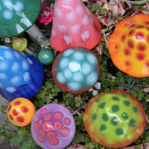 Ceramic Mushrooms: THE GUMDROP COLLECTION Pack. Shroomyz. Garden Decoration Outdoor Art image 9