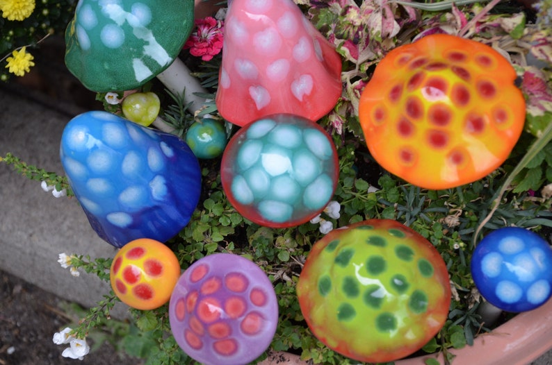 Ceramic Mushrooms: THE GUMDROP COLLECTION Pack. Shroomyz. Garden Decoration Outdoor Art Bild 9