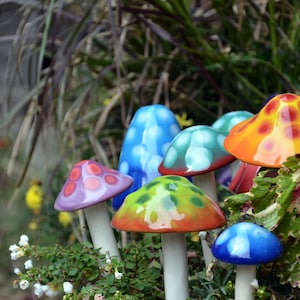 Ceramic Mushrooms: THE GUMDROP COLLECTION Pack. Shroomyz. Garden Decoration Outdoor Art image 7