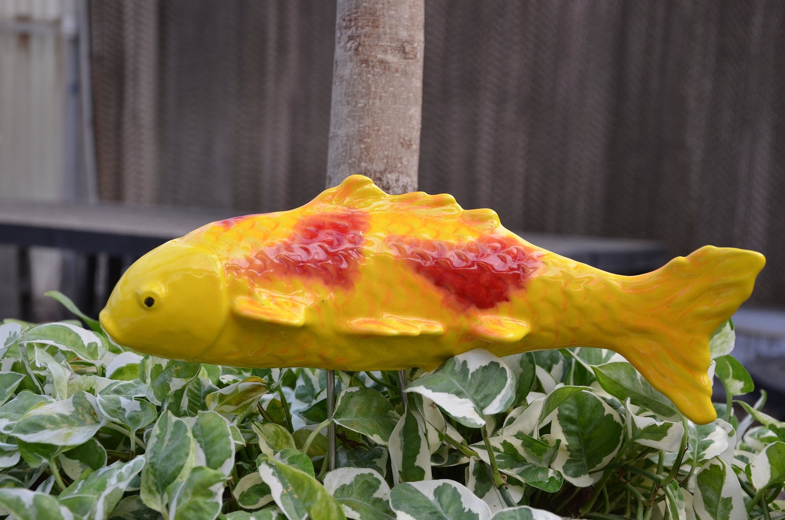 Ceramic Koi Fish Stake. Yellow and Red Koi. Garden Fish. Koi Etsy