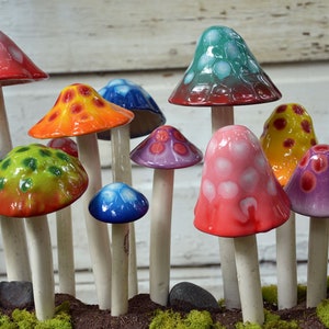 Ceramic Mushrooms: THE GUMDROP COLLECTION Pack. Shroomyz. Garden Decoration Outdoor Art image 6