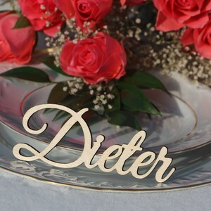 Wood Place Setting SignsCustom Laser Cut Name signWedding PlaceCardsWedding Escort Cards Custom Table namesWedding guest namesLaser cut name