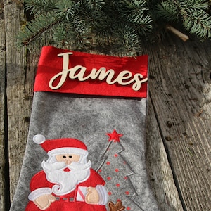 Laser taglio legno nome le indicazioni per Natale calzini/Custom segni calza di Natale/Natale posto carte decorazioni di legno calzino /Christmas del taglio del Laser