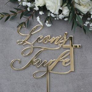Personalized Christening Cake Topper: God Bless, Baptism Decor