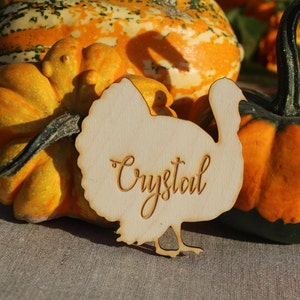 Thanksgiving Table Wooden Turkey Place Cards Laser Cut Turkey Etsy