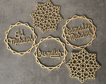 Set of 6 Ramadan Decors Eid Decors Ramadan Kareem Ramadan Decorations Eid Gifts Islamic Table Decor Islamic Wall Art Ramadan Mubarak