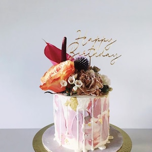 Topper torta Happy Birthday taglio al laser / Topper torta di compleanno personalizzata / topper torta nuziale / Topper torta personalizzato / Topper nomi personalizzati / coppia
