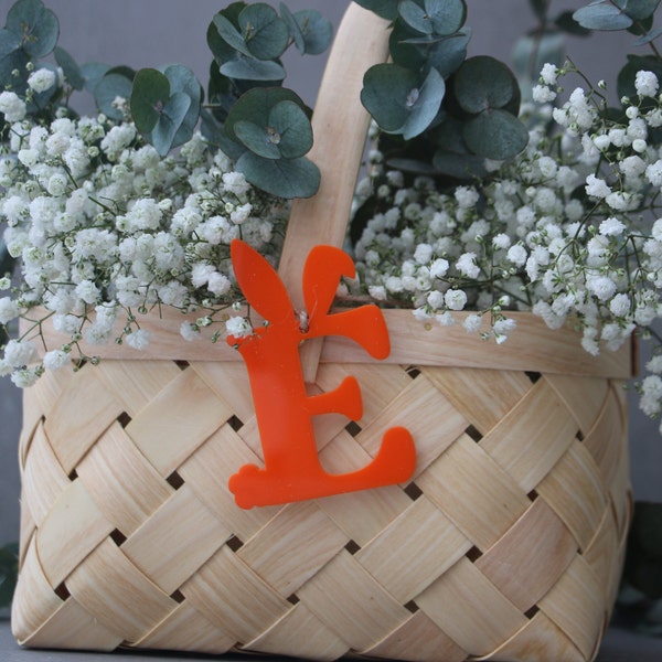 Easter Bunny letters Easter basket tag Rabbit Personalized Easter name tags Labels Gift tags Custom woode letter Easter basket Bunny decor