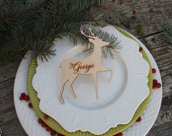 ChristmasTable Decor Wood place cards reindeer place cards Christmas table decoration Christmas place setting Christmas Deer place cardsXmas