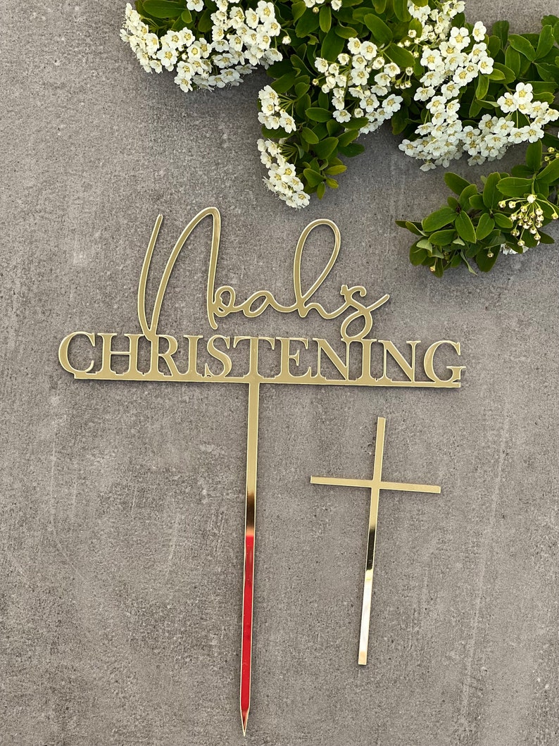 Christening Cake Topper Cake Topper Cake Decoration Personalised Cake Toppers Personalized Baptism Cake Topper Christening Topper image 5