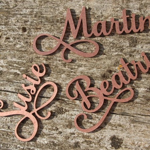 Laser cut wood names Custom Laser cut Name Signs Wedding place cards Laser cut wood signs Place setting signs Name plates image 5