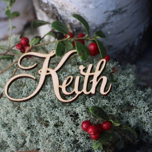 Lasergesneden aangepaste plaatsnaam kerst/Aangepaste houten kerstborden/Houten plaatskaarten/ Kersttafeldecor/Lasergesneden namen/TAGS voor kerst